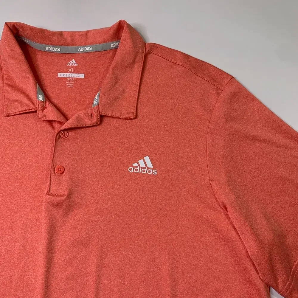 Adidas Shirt Mens XL Extra Large Nectarine Golf Performance Drive Heather Polo